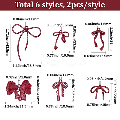 12Pcs 6 Styles Spray Painted Alloy Pendants FIND-BM0001-24-1