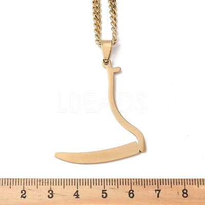 201 Stainless Steel Grim Reape Scythe Pendant Necklaces NJEW-H065-22G-1