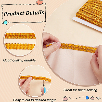 Polyester Metallic Braided Lace Trim OCOR-WH0074-92G-1