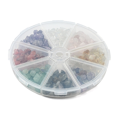80G 8 Styles Natural & Synthetic Mixed Gemstone Chip Beads G-FS0005-50-1
