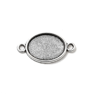 Antique Silver Tibetan Style Alloy Flat Oval Cabochon Connector Settings X-TIBE-M022-06AS-1