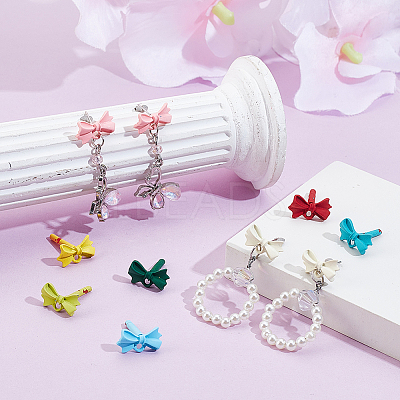 40Pcs 10 Colors Alloy Bowknot Stud Earring Findings EJEW-GA0001-13-1