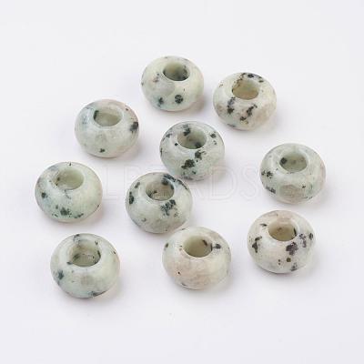 Natural Sesame Jasper/Kiwi Jasper European Beads G-G740-14x8mm-06-1