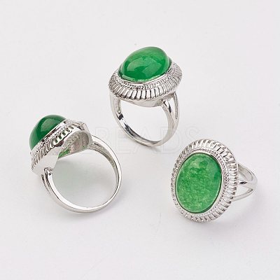 Dyed Natural Malaysia Jade Finger Rings X-RJEW-P122-17-1