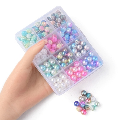 204Pcs 12 Style ABS Plastic Imitation Pearl Beads OACR-YW0001-39-1