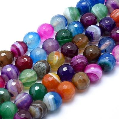 Natural Striped Agate/Banded Agate Beads G-J371-06-8mm-1