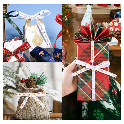 9 Yards 3 Colors Christmas Theme Polyester Printed Grosgrain Ribbons ORIB-TA0001-05B-1