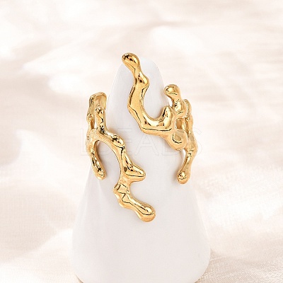 304 Stainless Steel Cuff Open Rings for Women RJEW-H255-01G-08-1