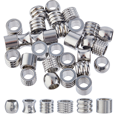 DICOSMETI 36Pcs 6 Styles 304 Stainless Steel European Beads STAS-DC0017-26-1