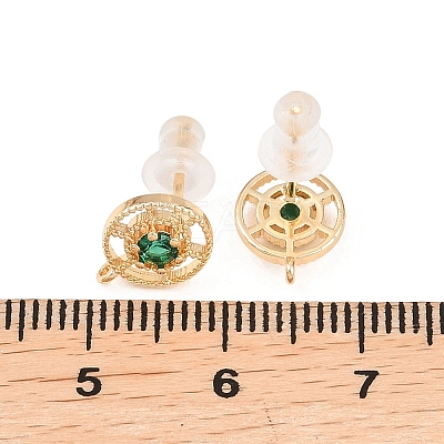 Brass Cubic Zirconia Stud Earring Findings LS-EJEW-A155-03D-G-1