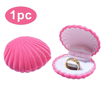 1Pc Shell Shaped Velvet Jewelry Storage Boxes VBOX-YW0001-05B-1