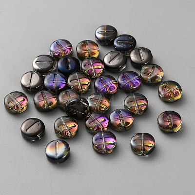 Transparent Electroplated UV Plating Glass Beads GLAA-TAC0024-12D-I-1