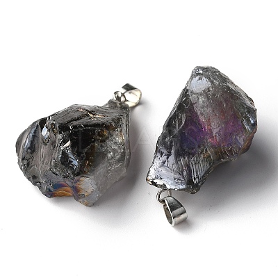Rough Raw Electroplate Natural Crystal Quartz Pendants G-S282-15D-1