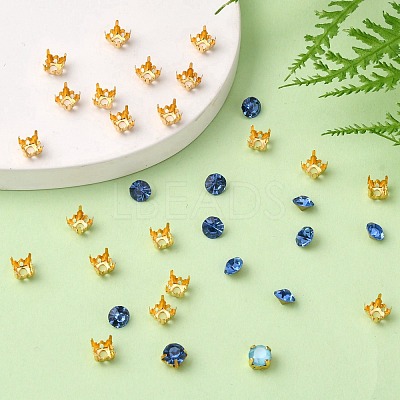 Square Brass Sew on Prong Settings KK-O084-05G-6x6mm-1