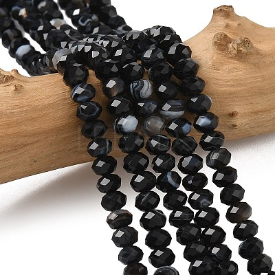 Natural Banded Agate Beads Strands G-D344-A34-01-1