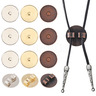 12Pcs 3 Colors Alloy Bolo Tie Slides Clasp Cabochon Settings FIND-CA0008-91-1