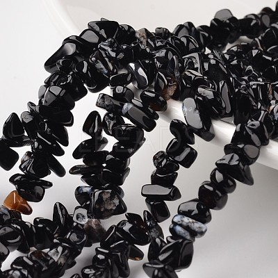 Nuggets Dyed & Heated Natural Black Agate Beads Strands G-M344-13-1