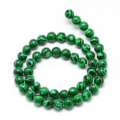 Synthetic Malachite Beads Strands G-T053-6mm-05-1