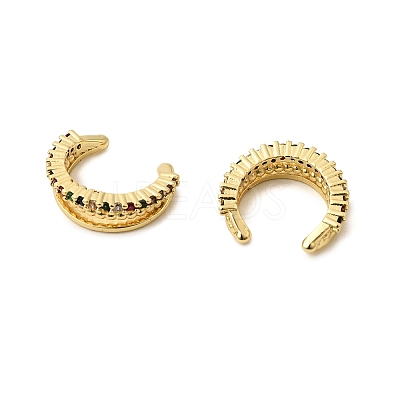 Brass Micro Pave Cubic Zirconia Cuff Earrings EJEW-G279-05G-1