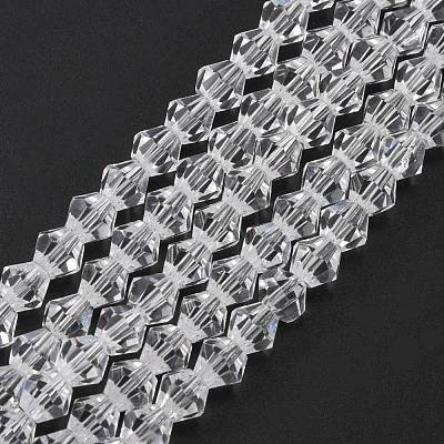 Clear Faceted Glass Bicone Beads Strands X-GLAA-S026-6mm-07-1