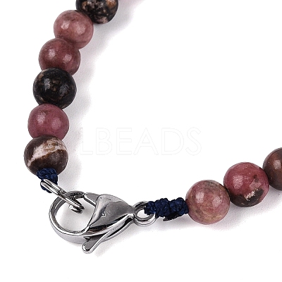 Natural Rhodonite Round & Cone Beaded Necklaces NJEW-N064-03E-1