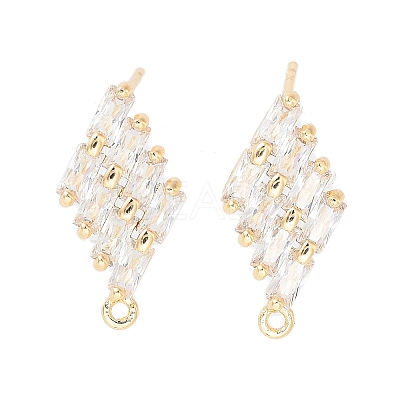 Brass Micro Pave Cubic Zirconia Stud Earring Findings KK-E107-24G-1