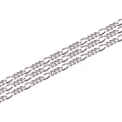Anti-Tarnish Rhodium Plated 925 Sterling Silver Figaro Chain STER-WH0011-03P-1