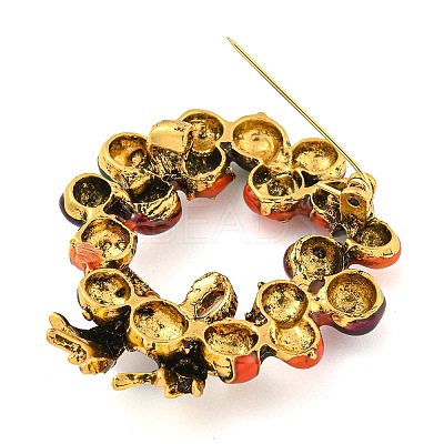 Christmas Theme Golden Zinc Alloy with Rhinestone Brooches LS-JEWB-B018-01AG-01-1