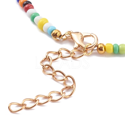 Rainbow Round Opaque Colours Glass Seed Beaded Necklaces NJEW-JN03362-02-1