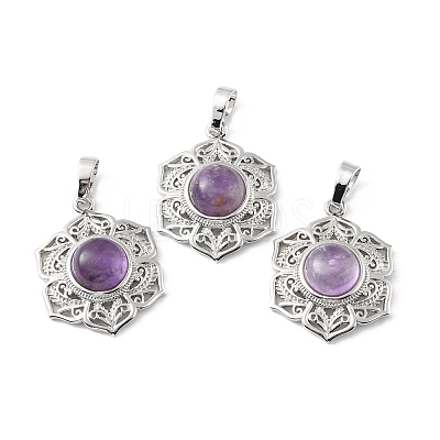 Natural Amethyst Pendants G-P498-02P-04-1