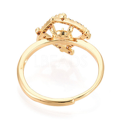 Rhombus Brass Micro Pave Clear Cubic Zirconia Cup Peg Ring Settings KK-T076-10G-1