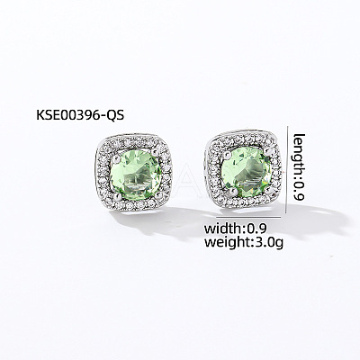 Elegant Zircon Square Stud Earrings for Women TY1635-8-1
