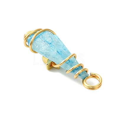 2Pcs Electroplated Natural Quartz Crystal Dyed Copper Wire Wrapped Pendants PALLOY-JF03166-01-1