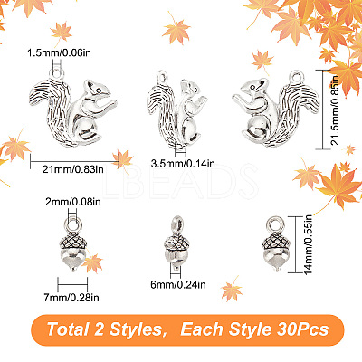 60Pcs 2 Style Alloy Charms TIBEP-SC0002-32-1