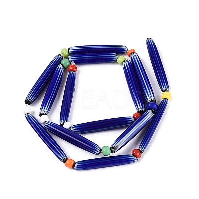 Handmade Millefiori Glass Lampwork Strip Beads Strands LA-N047-01H-1