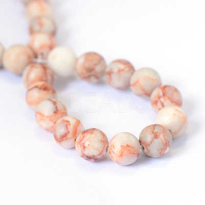 Natural Red Netstone Round Bead Strands X-G-E334-6mm-06-1