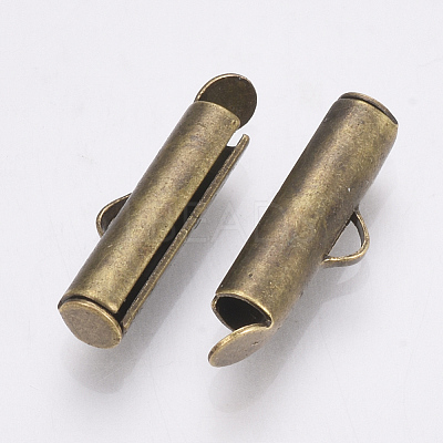 Brass Slide On End Clasp Tubes X-KK-Q747-11A-AB-1