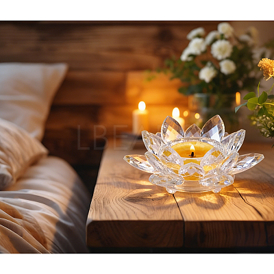 Lotus Shape Glass Candle Holder DJEW-WH0039-176B-1