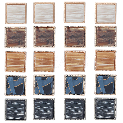 20Pcs 5 Colors 1-Hole Alloy Resin Buttons BUTT-GF0004-08-1