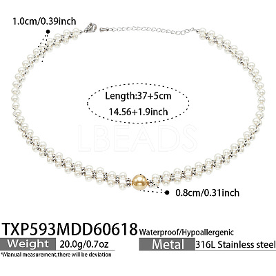 White Shell Pearl 316L Surgical Stainless Steel Woven Beaded Necklaces for Women WG11D7A-04-1