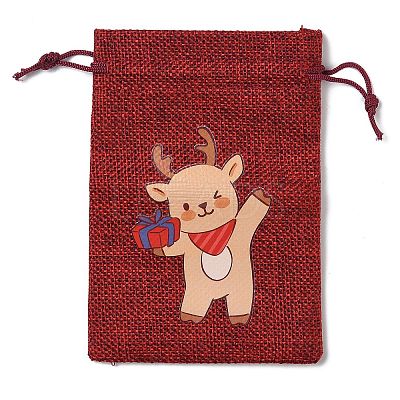 Christmas Theme Jute Cloth Storage Bags ABAG-F010-01A-01-1
