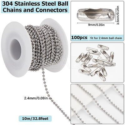 10M 304 Stainless Steel Ball Chains CHS-SC0001-04B-1