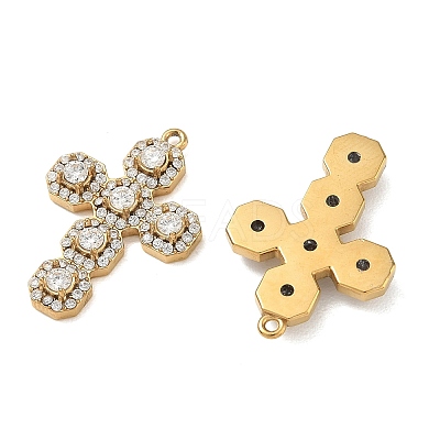 304 Stainless Steel Micro Pave Clear Cubic Zirconia Pendants CU-CBAF0F8-02A-G-1