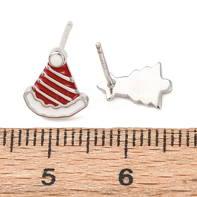 925 Sterling Silver Stud Earrings EJEW-F397-02P-1