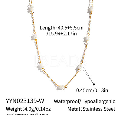 Minimalist Natural Stone Rondelle Beaded with 304 Stainless Steel Link Chain Necklaces JB6802-2-1