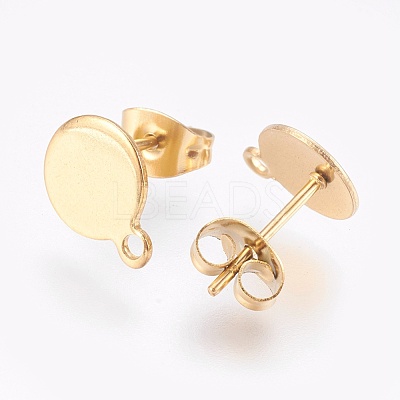 Ion Plating(IP) 304 Stainless Steel Stud Earring Findings STAS-G178-02G-8mm-1