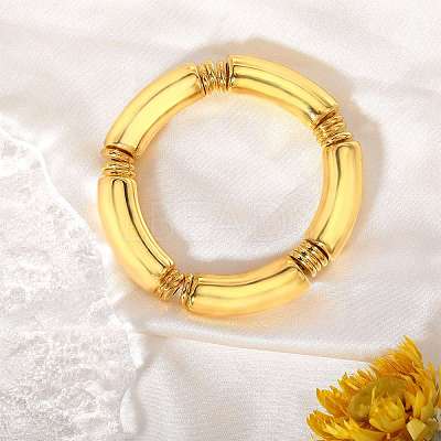 CCB Plastic Curved Tube Beaded Stretch Bracelets for Women BJEW-SW001583-02-1