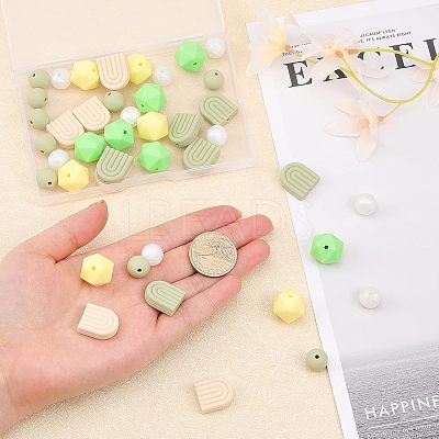6 Style Food Grade Eco-Friendly Silicone Beads SIL-CA0001-39-1
