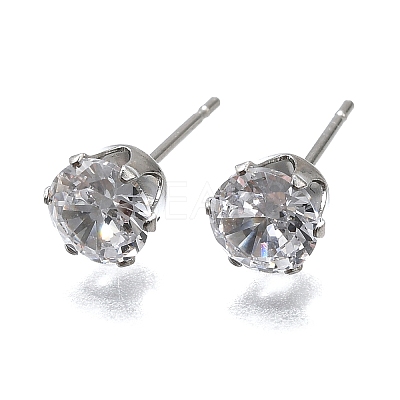 Cubic Zirconia Ear Studs STAS-E051-3D-1