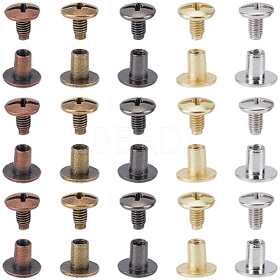 100Pairs 5 Colors Alloy Rivet Screw FIND-GF0009-53-1